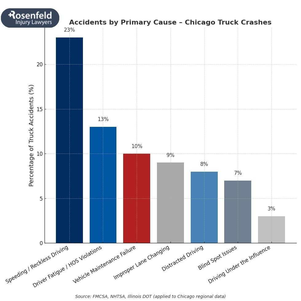 Severe injuries suffered in a truck accident in Chicago involving large trucks.