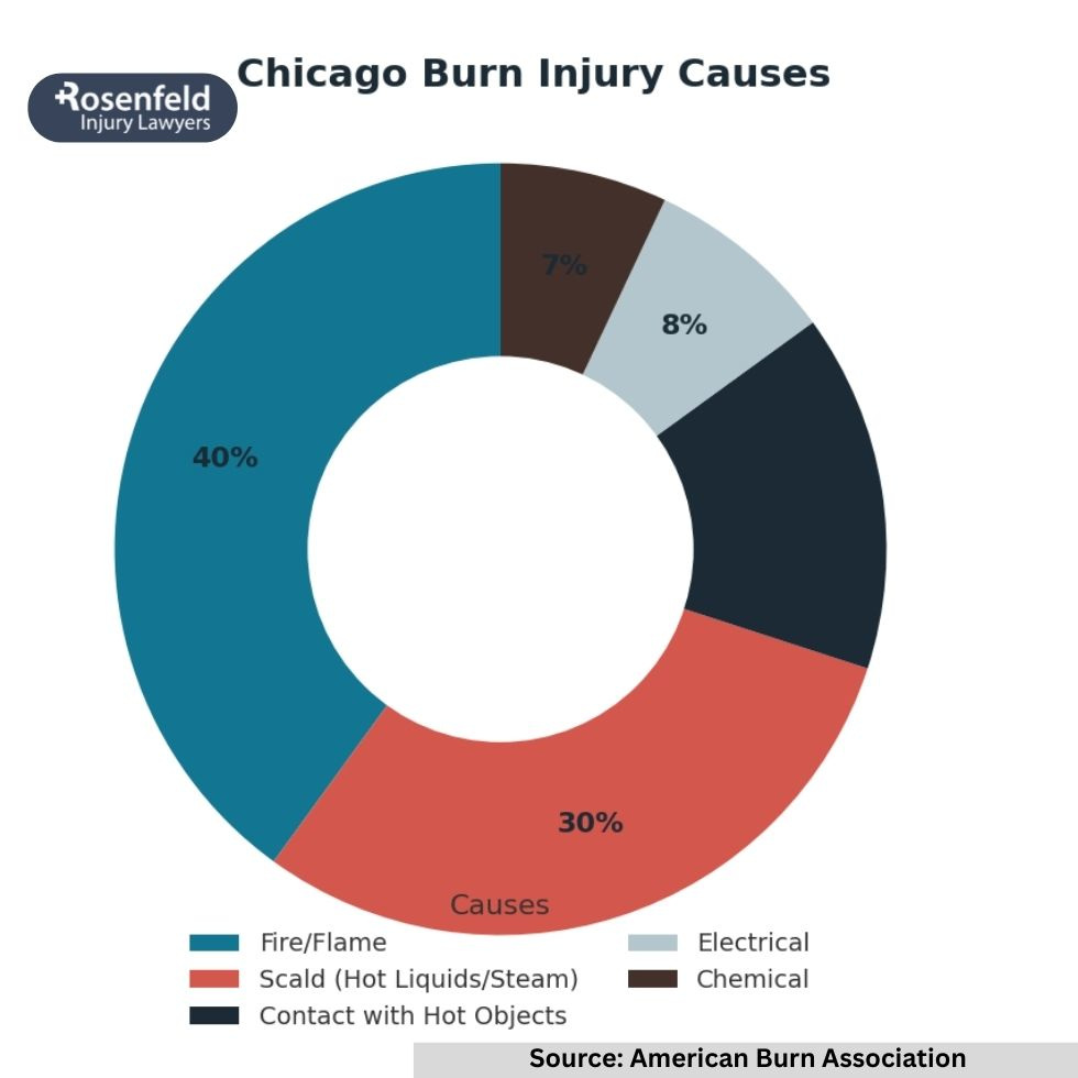 Lawyer in Chicago reviewing a burn case with a client
