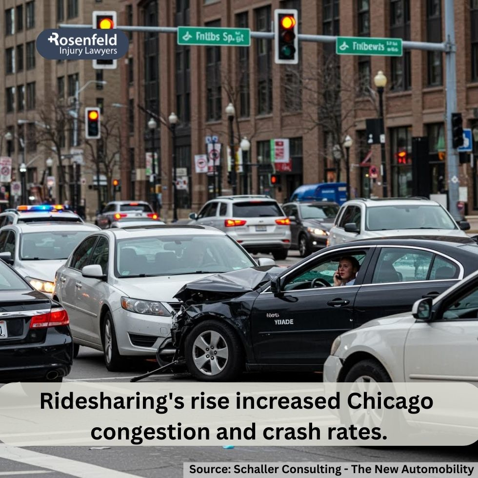 Lyft accident attorney reviewing a ride request timeline and auto insurance coverage with a Chicago client.